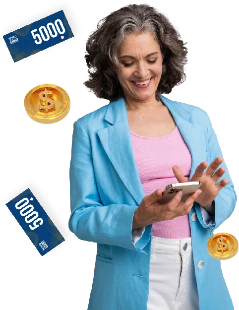 Mujer feliz participando en encuestas